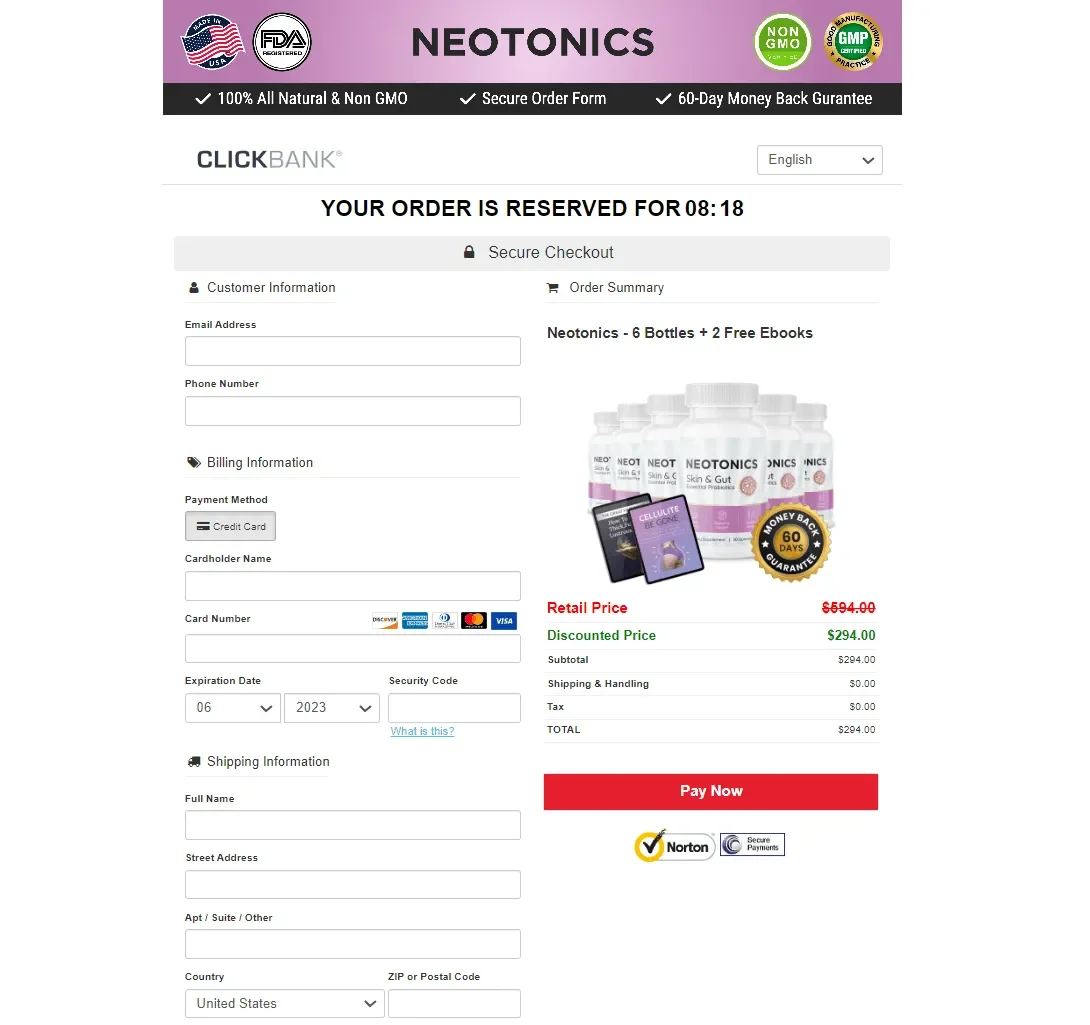 Neotonics Checkout